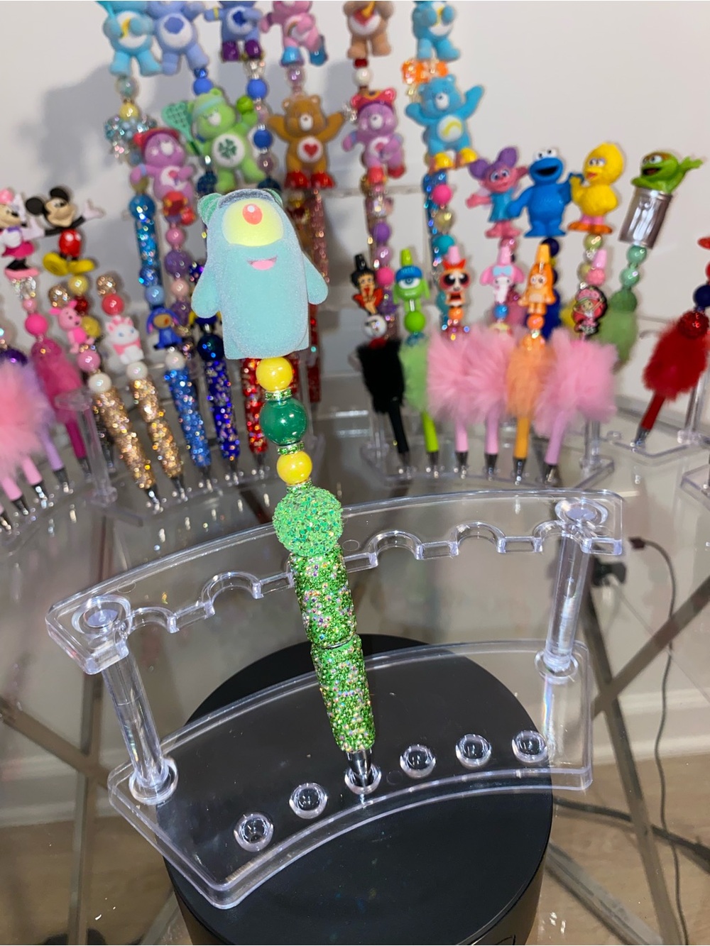 Plankton Green Glitter Beaded Pen